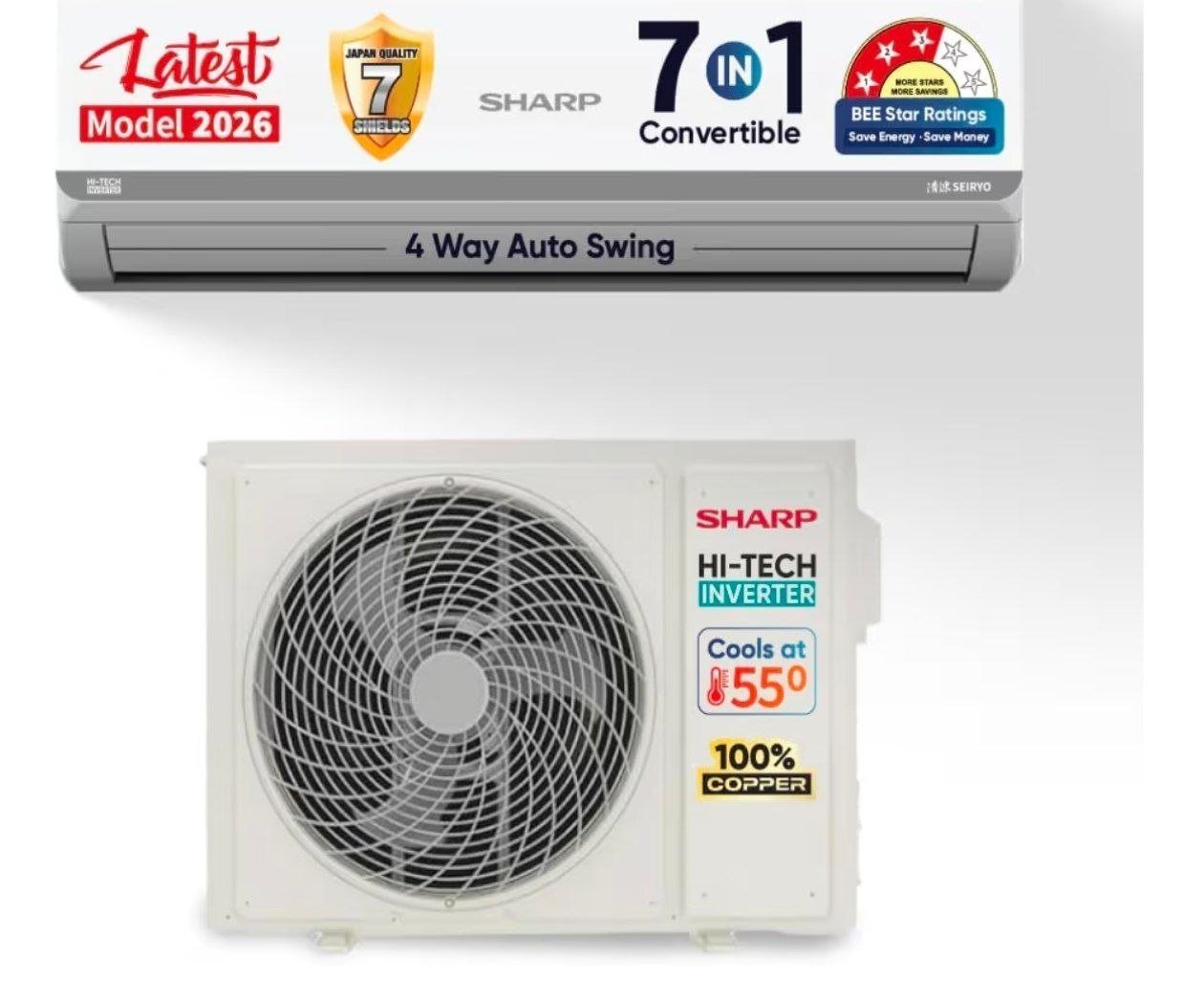 Sharp 1 5 Ton 3 Star New Star Rated Split Ac 26