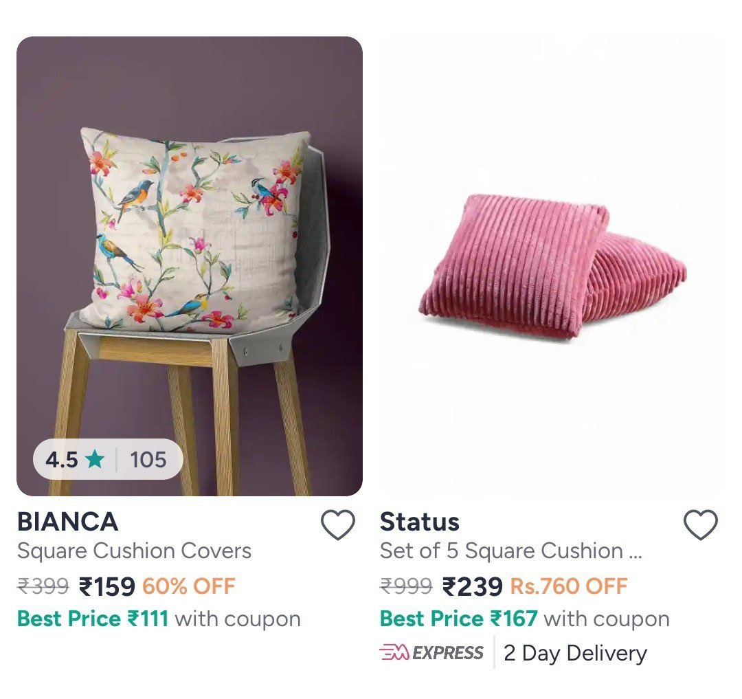 Myntra Cushion Covers Starting 70 Set Of 2 Pillows