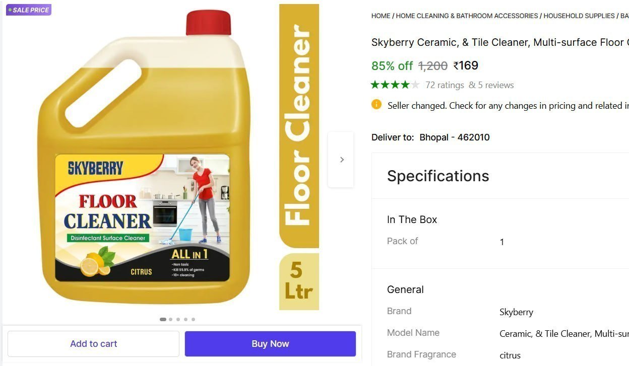 Floor Cleaner Kills 99 9 Germs Citrus (5 L) 169