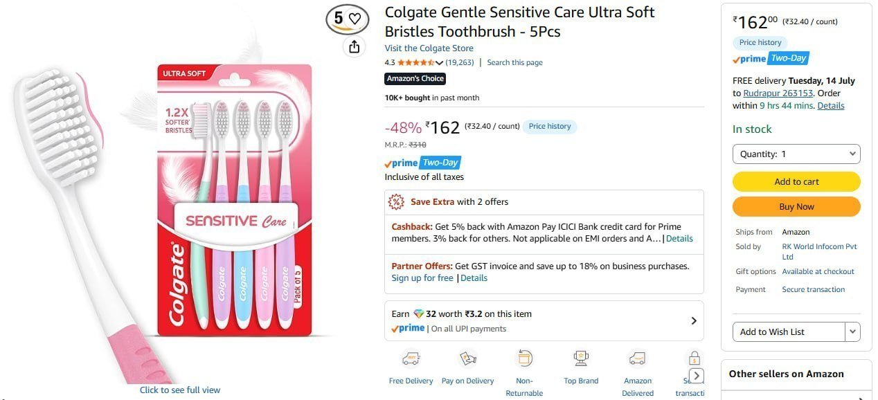 Colgate Toothbrush - 5pcs 162