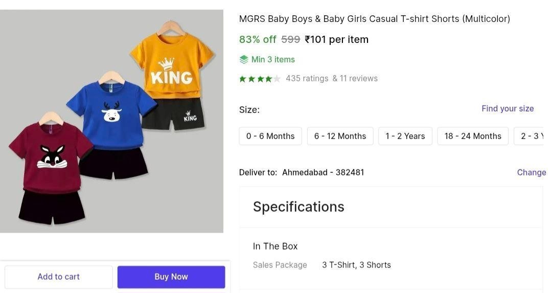 Kids Casual T-shirt Shorts 101