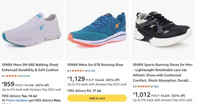 Amazon 60 On Sparx Men S Shoes Walking Running Sho