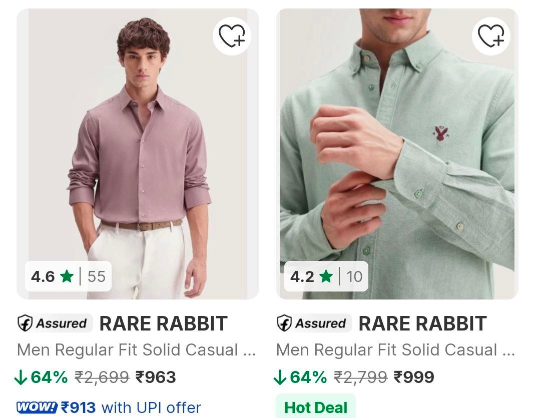 Flipkart Minimum 60 On Rare Rabbit Shirts T-shirts