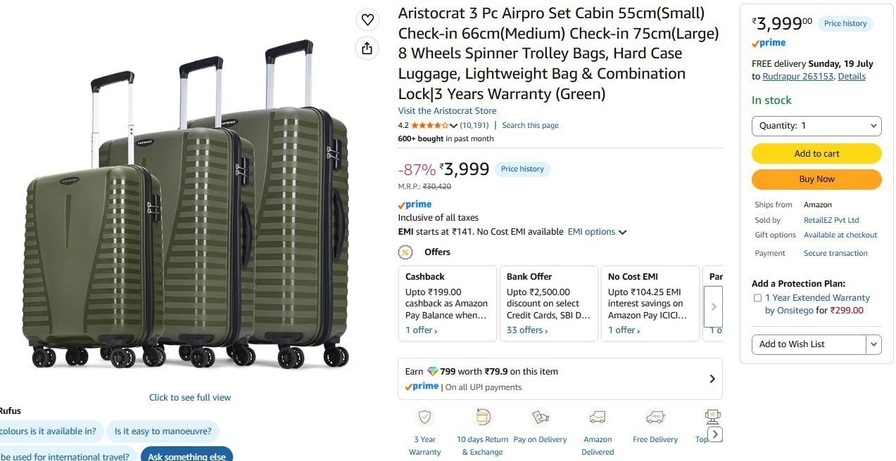 Aristocrat 3 Pc Airpro Troelly Set 3999