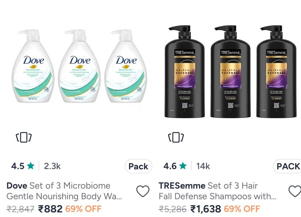 Myntra Dove Tresemme 1l Shampoo Combos At 69 Link