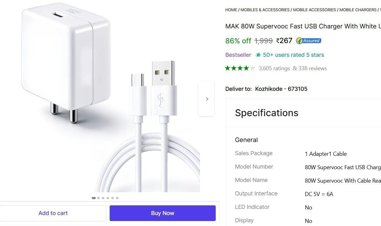 Grab 80w Fast Charger With Type-c Cable At 267 6 M