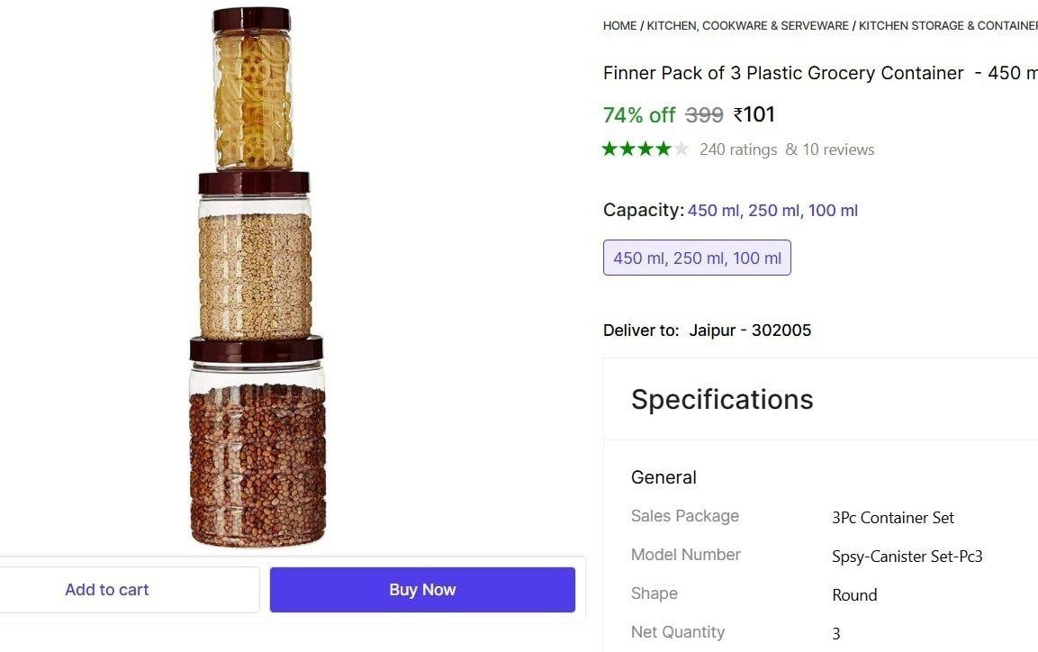 Pack Of 3 Grocery Container 101