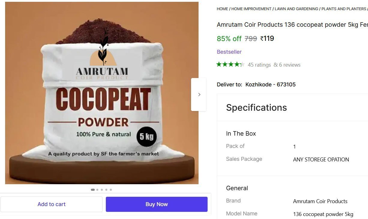 Cocopeat Powder 5kg Fertilizer (5 Kg Powder) 119