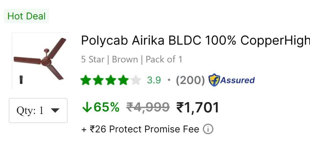 Polycab Bldc Ceiling Fan 1200mm With Remote Contro