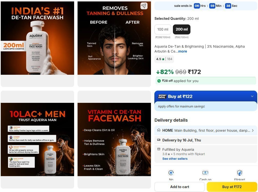 Fast Face Wash (200ml) 172pc 100ml Selling 298