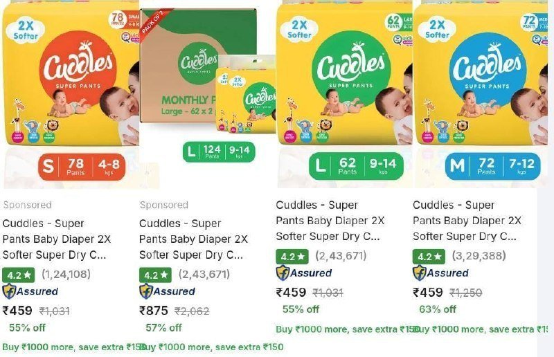 Lowest Cuddles Baby Diapers 459sale Get Extra 60 O