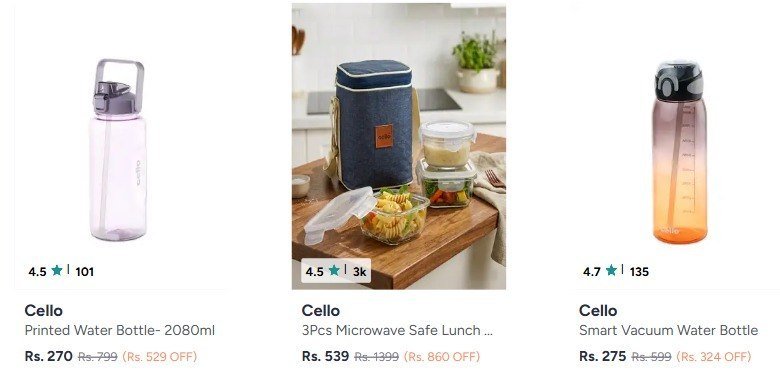 Myntra Cello Products At Min 40 Cello And Larah By