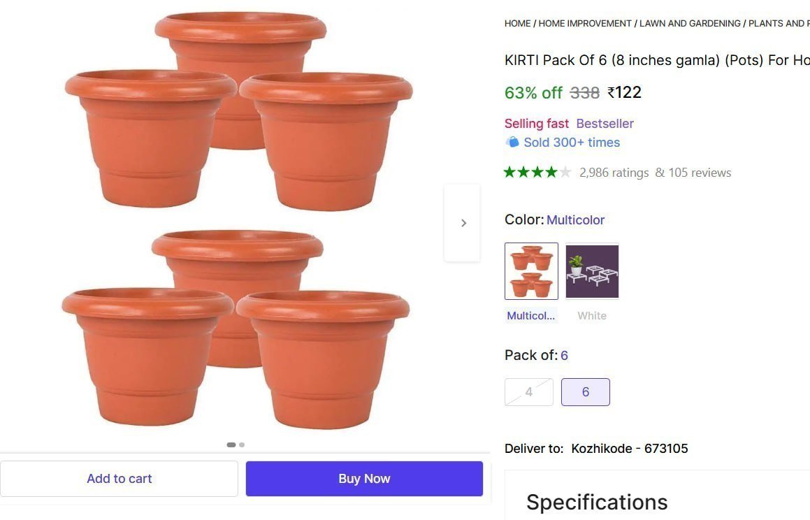 Home Decorative Plant Container Set Of 6 122