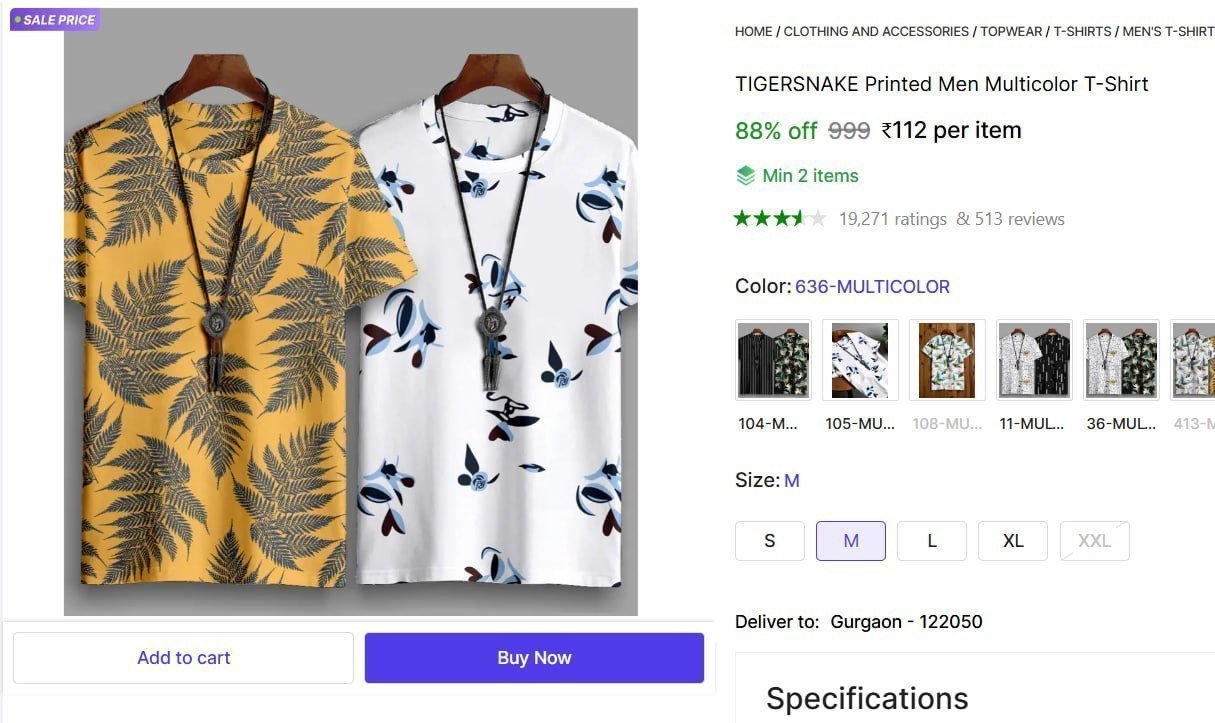 Printed Men Multicolor T-shirt 112 Min Buy - 2