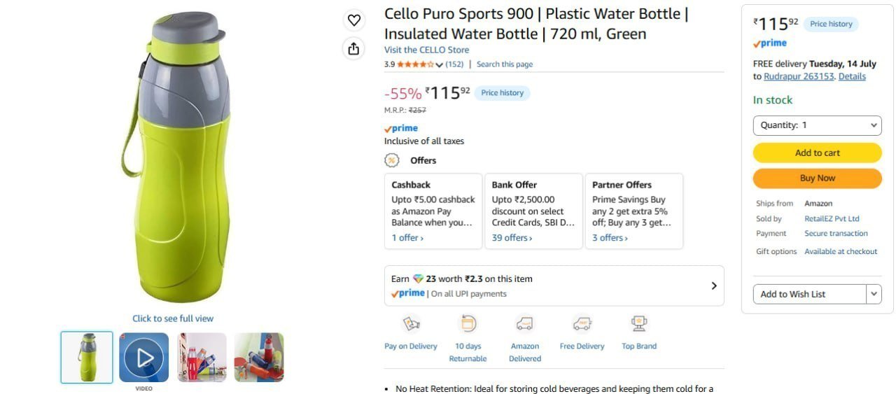 Cello Puro Sports 900 (720 Ml) 128