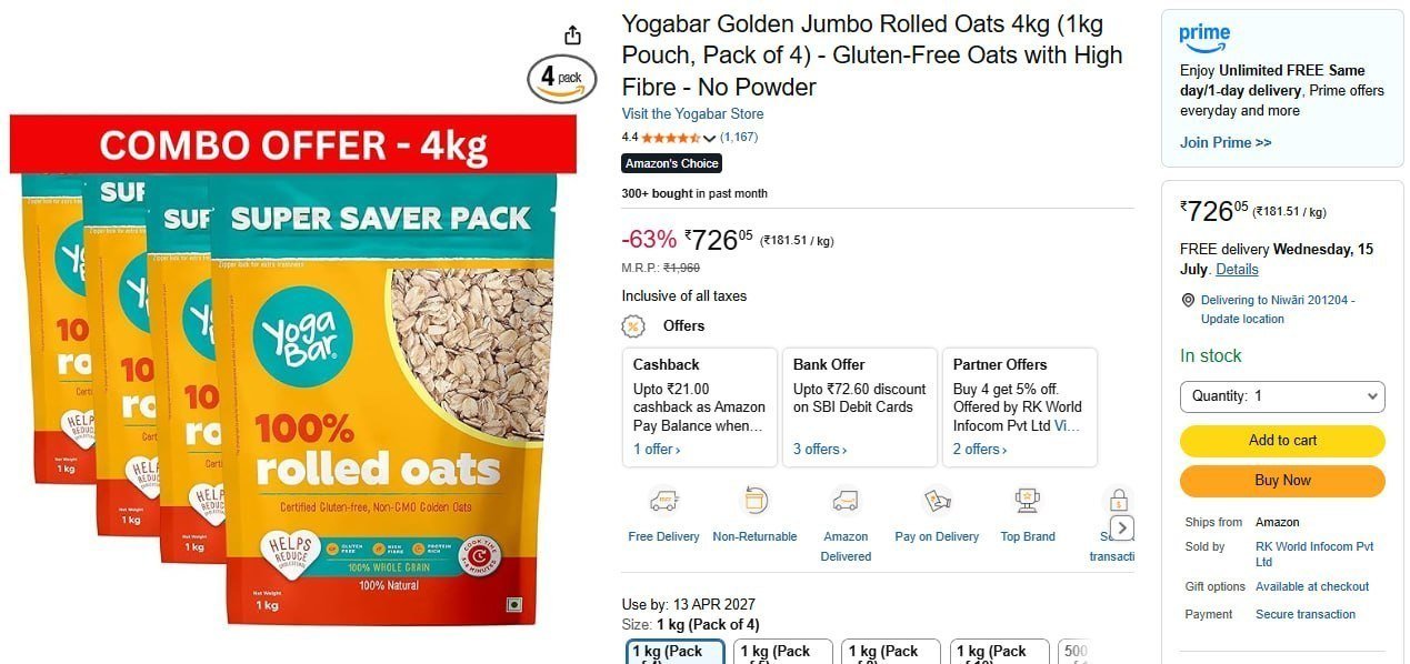 Yogabar Oats 4kg 726