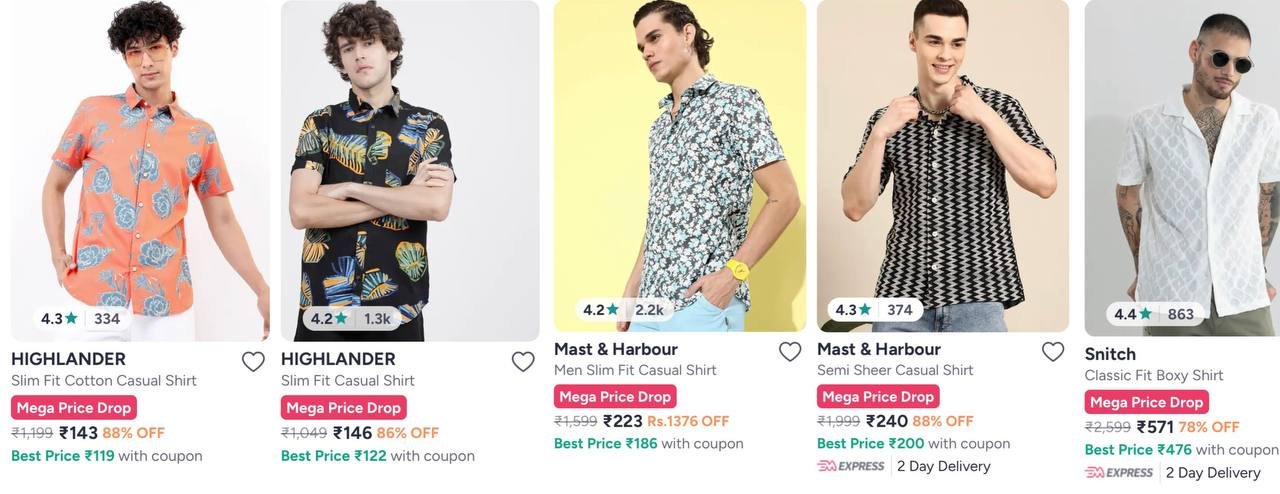 Myntra Loot Men Casual Shirts Starts 143 Masterlin