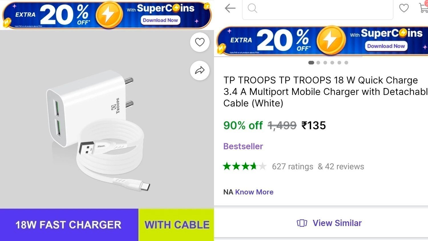 Fast Charger With Cable 135 138